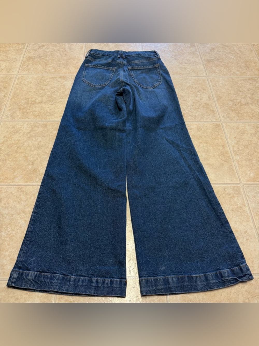 Good American Palazzo Good Waist Indigo Retro Flare Jeans Trouser Hem Size 6/28 - Picture 3 of 5